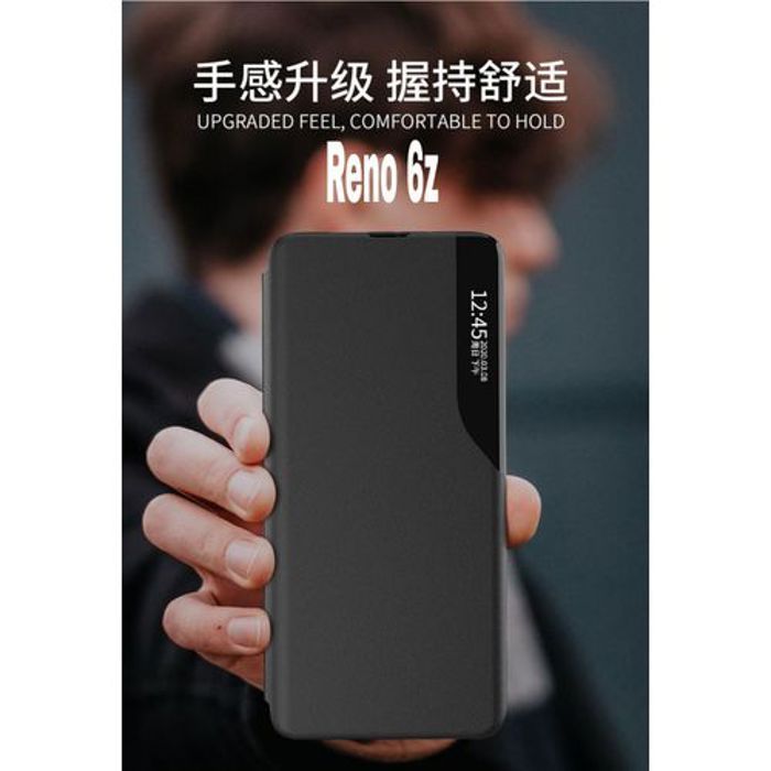 Flip Cover - GÉNÉRIQUE - Reno 6Z - Noir - Protection complète - Résistant aux chocs