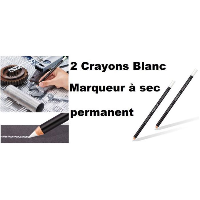 2 Crayons Marqueurs à sec permanent Blanc,Toute surface,Papier,métal,Bois,Cuir..