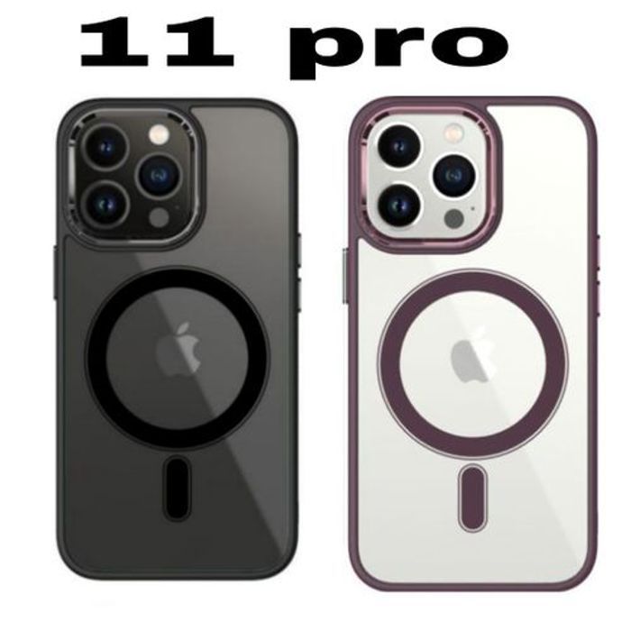 2 Pochette Iphone 11 Pro Silicone Transparente Super Magsafe Marron Et Noir