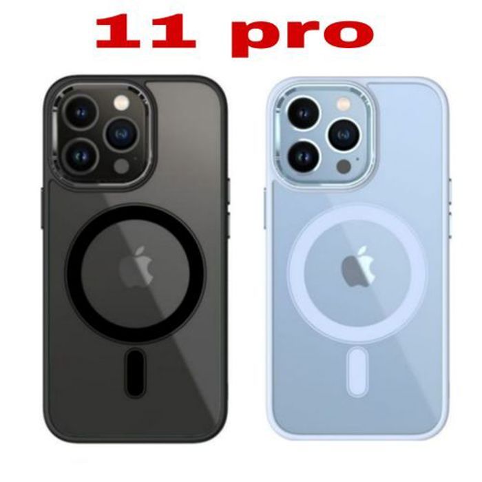 2 Pochette Iphone 11 Pro Silicone Transparente Super Magsafe Noir Et Mauve