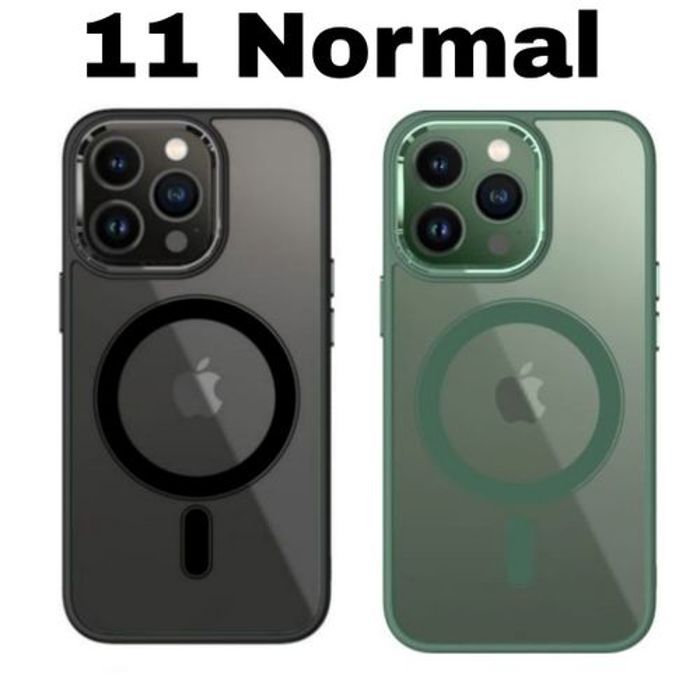 2 Pochette Iphone 11 Silicone Transparente Super Magsafe Noir Et Vert