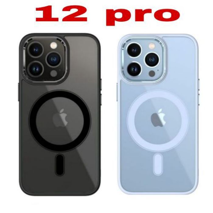 2 Pochette Iphone 12 Pro Silicone Transparente Super Magsafe Noir Et Mauve