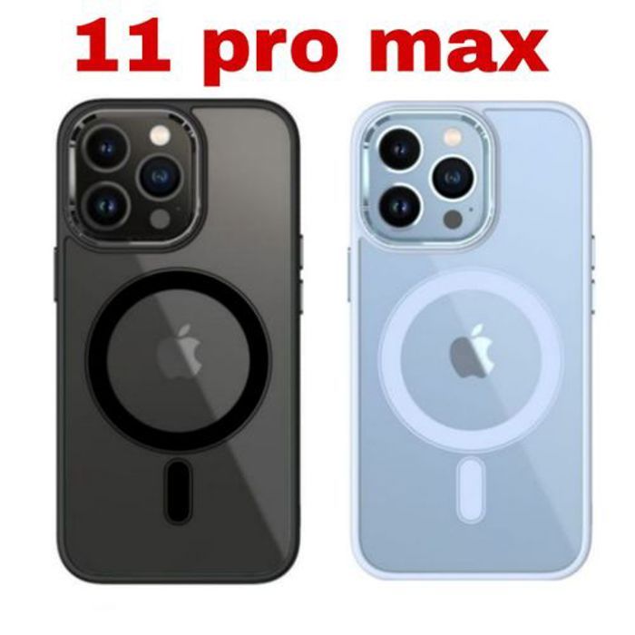 2 Pochette Iphone 11 Pro Max Silicone Transparente Super Magsafe Noir Et Mauve