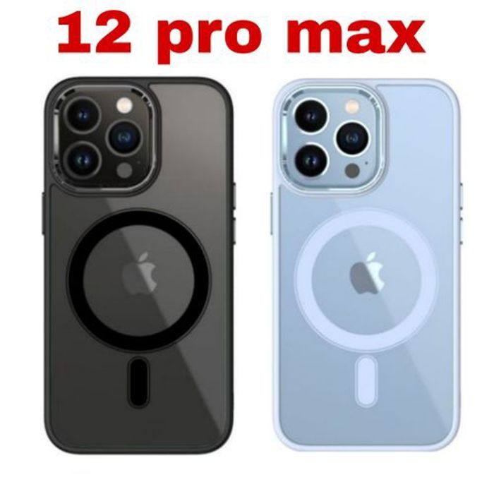 2 Pochette Iphone 12 Pro Max Silicone Transparente Super Magsafe Noir Et Mauve