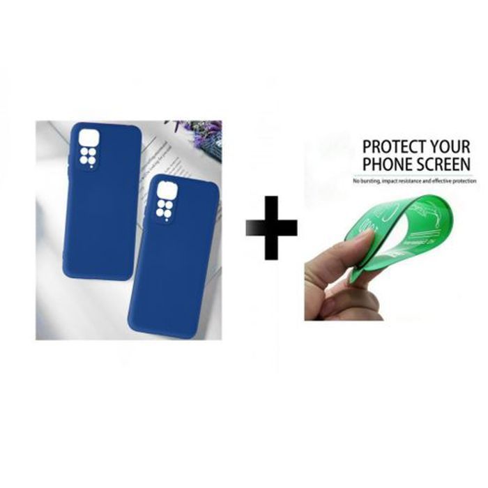 Coque et Protection d'Écran - GÉNÉRIQUE - Redmi Note 11 4G - Silicone Bleu - Résistant aux Chocs - Élégant