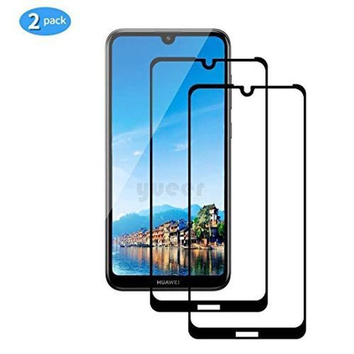 Pack 2 Glass 9D Verre Protection Trempé Huawei Y6 Prime 2019: Noir