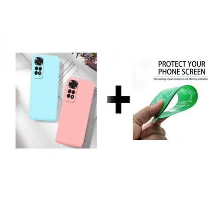 Coque et protection d'écran - GÉNÉRIQUE - Xiaomi Note 11 Pro 4G - Rose et Bleu Ciel - Silicone - Élégante