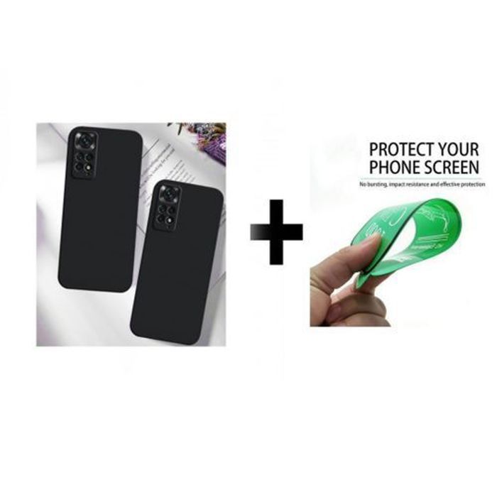 Coque et Protection d'Écran - GÉNÉRIQUE - Xiaomi Poco M4 Pro - Silicone Noir - Résistant aux Chocs - Élégant