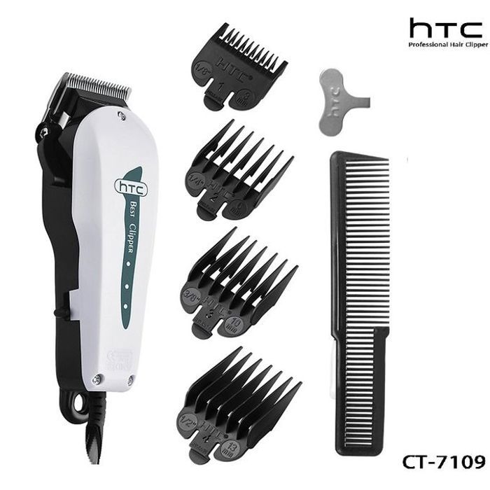 Htc Tondeuse à cheveux Clipper Lames en acier professionel-CT-7109-peigne de fixation 4-peigne de coiffeur