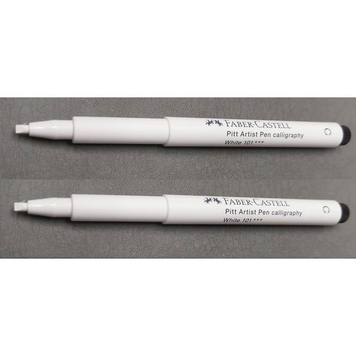 2 Feutre Pitt Artist Pen Dessin Plat blanc 2,5 mm,Encre chine Pigmenté,Permanent