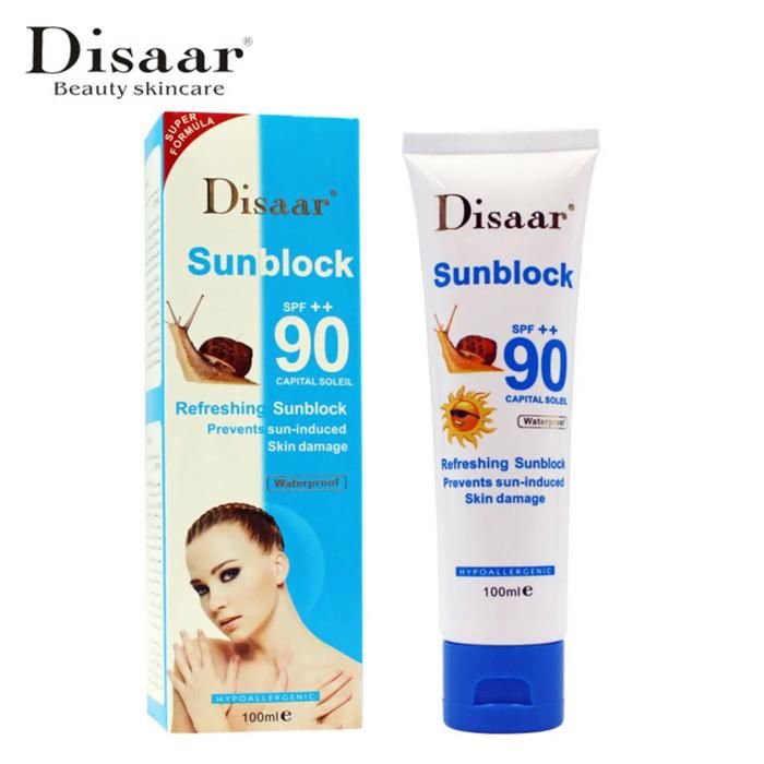 DISAAR Crème solaire rafraîchissante Sunblock SPF90 ++ Protection étanche 100ml