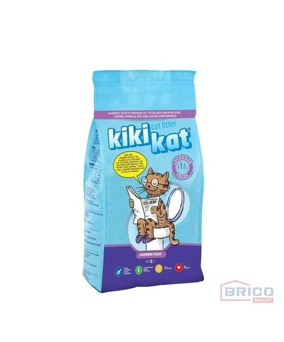 Litière pour chats - KIKIKAT - 5L - Parfum de lavande - Inodore - Agglomérante