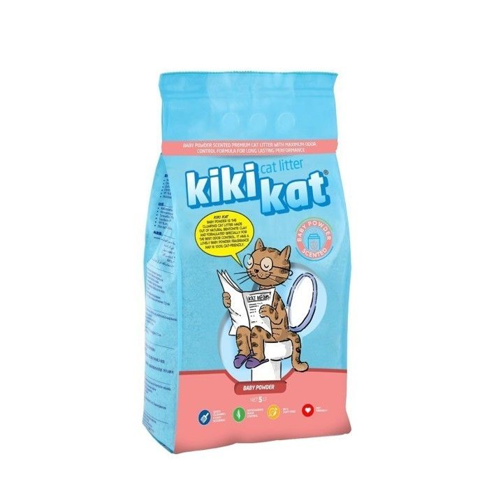 Litière pour chats - KIKIKAT - Baby Powder - 5L - Argile de bentonite blanche - Parfum agréable