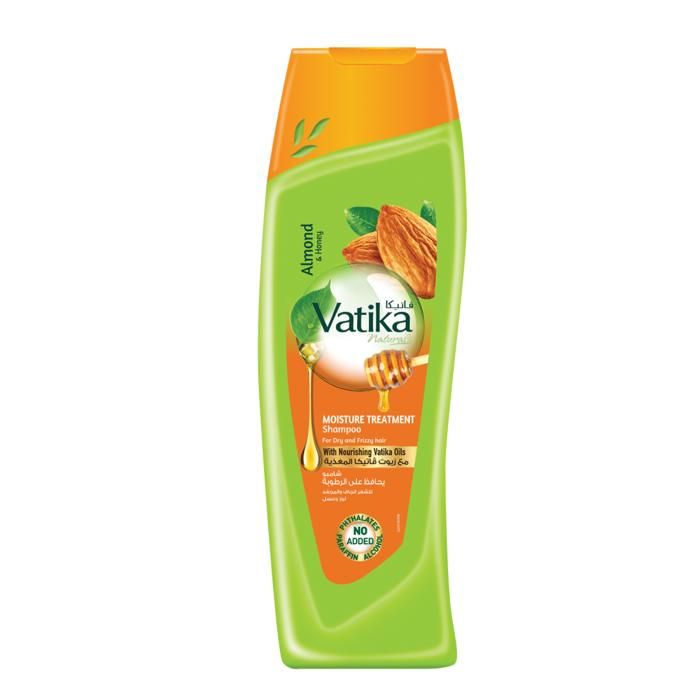 Shampoing Traitement Hydratant Vatika Naturals 400ml Naturel et Herbal Enrichi en Amande et Miel Pour Cheveux Secs et Frisés