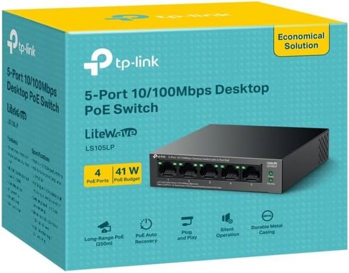 TP-LINK LS105LP Switch 5-Port 10/100Mbps Desktop Switch with 4-Port PoE