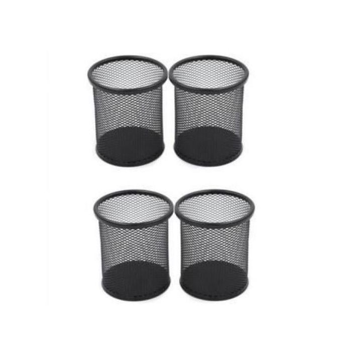Pack de 4 pots de porte stylo en métal noir