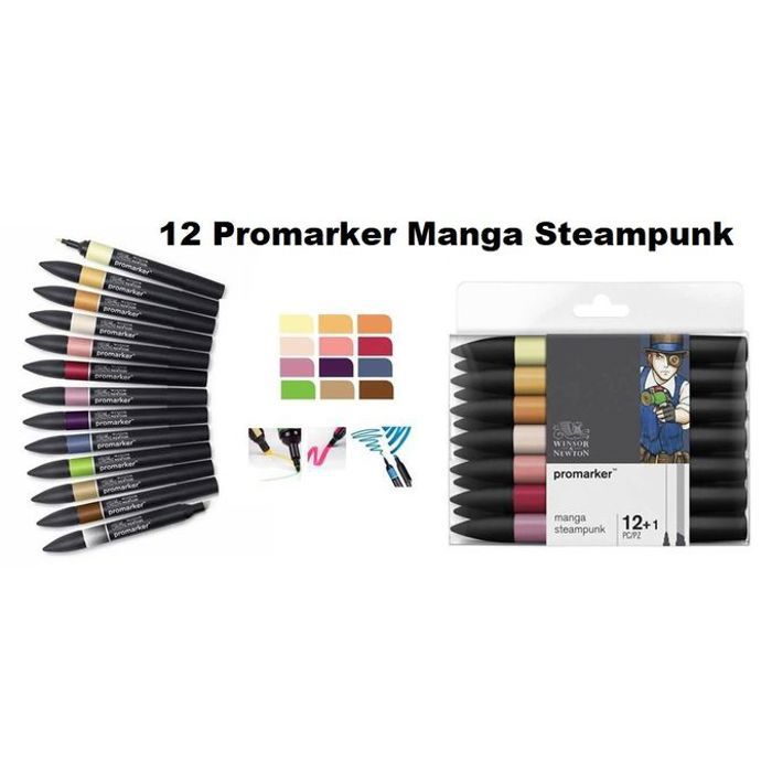 Set 12 ProMarqueurs+mélangeur:MANGA SteamPunk,Science fiction Machines Vapeurs