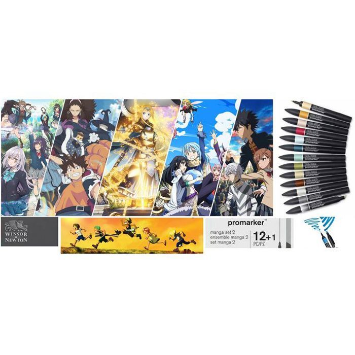 Set Economique 12 pro-Marqueurs + mélangeur: couleurs spécial dessin MANGA S2