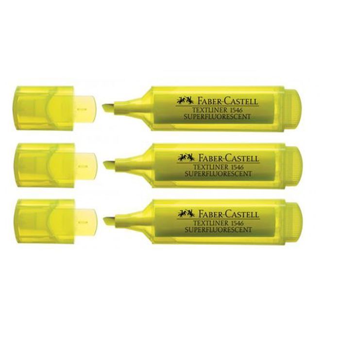 3 Marqueurs Surligneur Superfluorescent,Pointe feutre biseautée,Résistant,jaune
