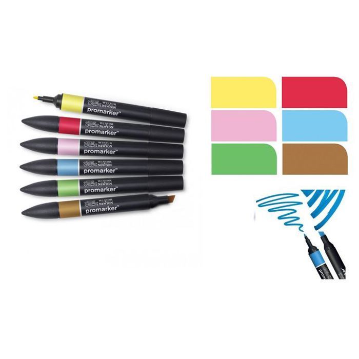 Set Economique 6 pro-Marqueurs Couleurs Flexibles: Pack promarker Tons Moyens