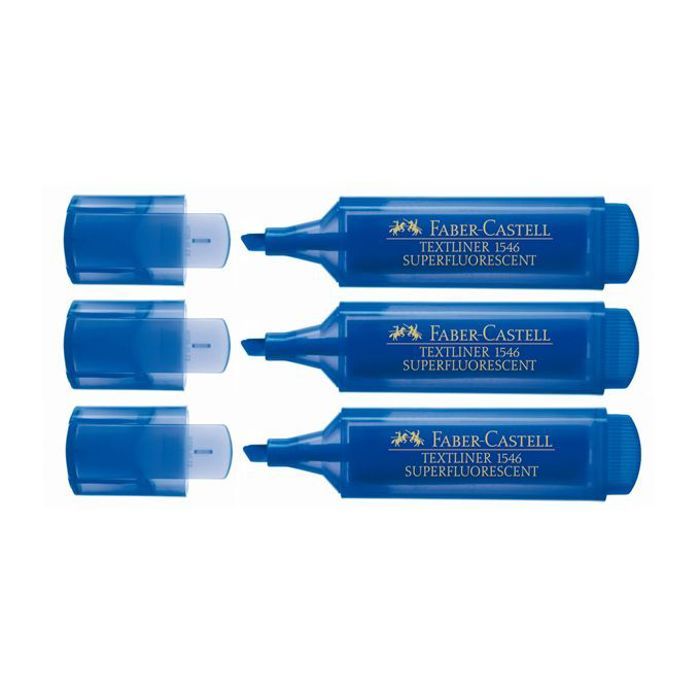 3 Marqueurs Surligneur Superfluorescent,Pointe feutre biseautée,Résistant,Bleu