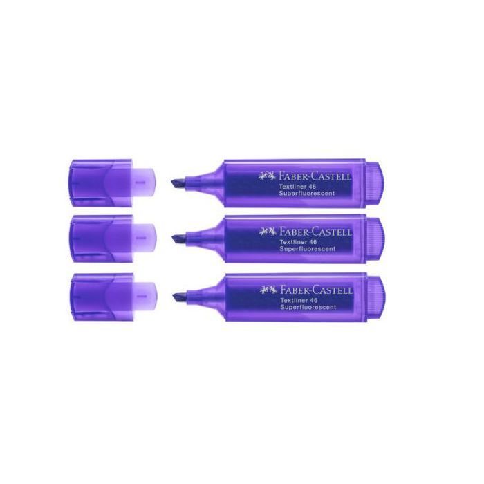 3 Marqueurs Surligneur Superfluorescent,Pointe feutre biseautée,Résistant,Violet