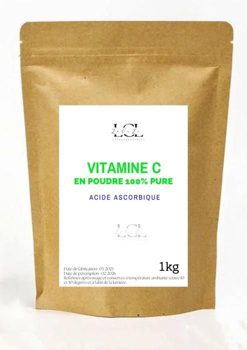 1kg - Vitamine C en poudre 100% pure en poudre blanche (Acide Ascorbique)
