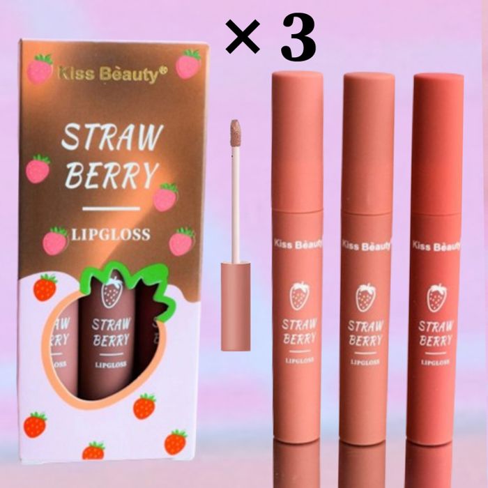 Gloss à lèvres - KISS BEAUTY - Set de 3 - Couleurs irrésistibles - Hydratation - Volume