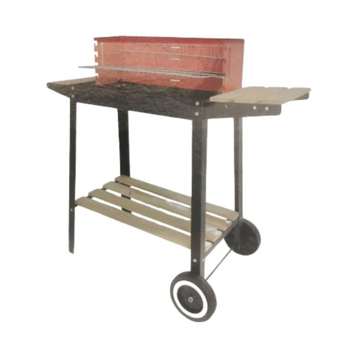 BARBECUE NOIR / ROUGE AVEC ROUE 85X27,5X80 CM YL12