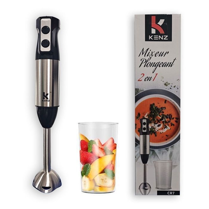 Mixeur plongeant - KENZ - 200W - 2 vitesses - Ergonomique - Noir