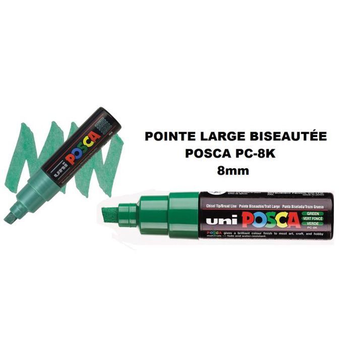 Marqueur PC-8K Vert Pointe Large Biseautée 8mm,Tout support,Peindre,Dessiner...