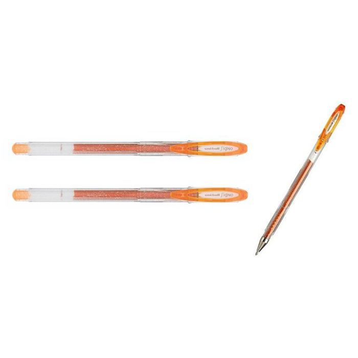 2 Stylos Roller Signo Fantastic Orange Pailleté 1mm,Résistant,Permanent,Pigmenté