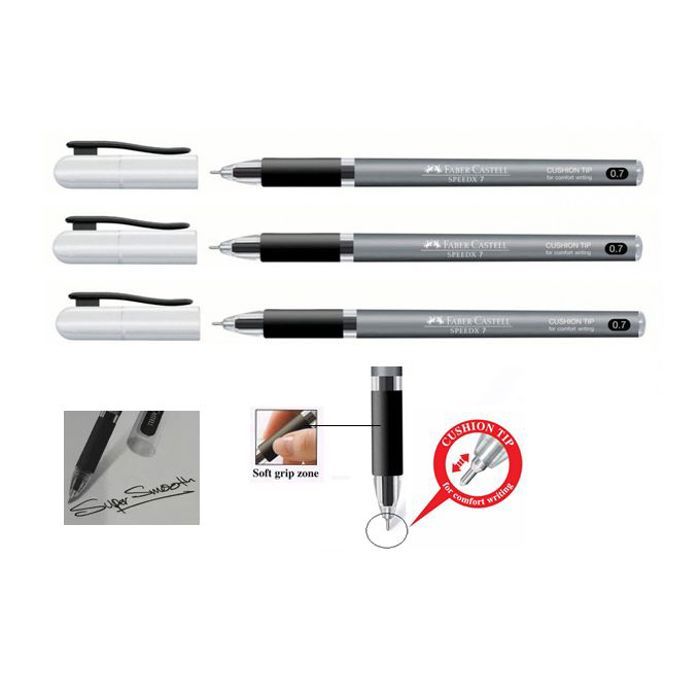 3 Stylos bille Speedx Super Lisse 0,7mm Noir,Prise souple,Ecriture confortable