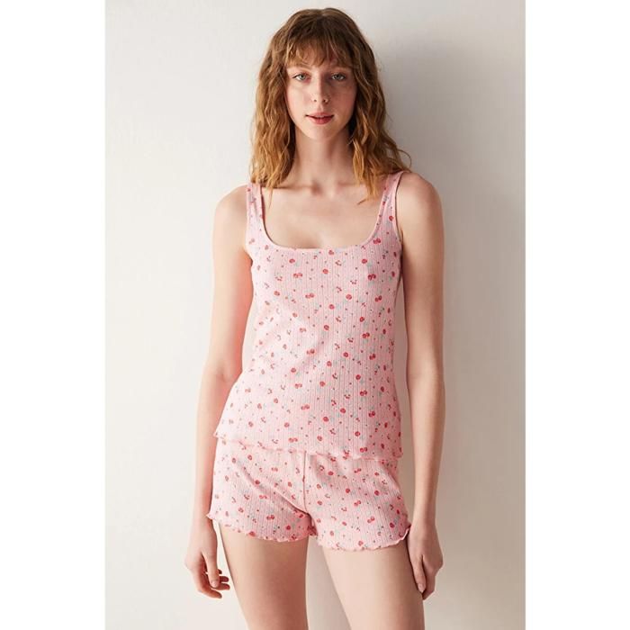 Ensemble Pyjama Court pour femme Cherries Pointel- Rose