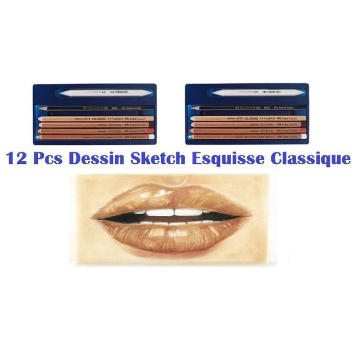 Set 12 Pièces Dessin Sketch Esquisse Classique,Destiné aux Artistes & Amateurs
