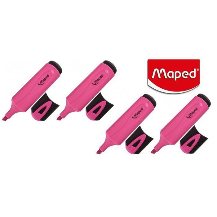 4 Marqueurs Surligneur Fluo'peps Rose,Ultra Lumineuse,Ne sèche pas,Résistant