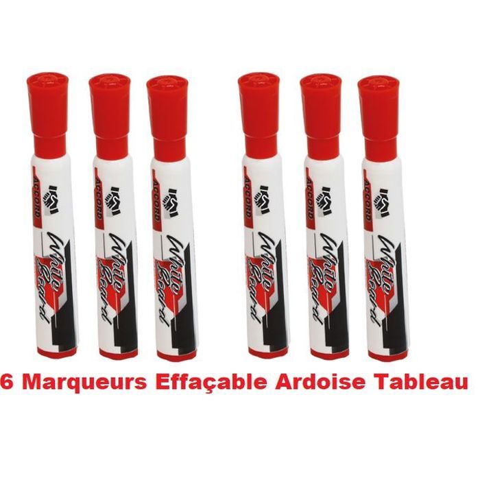 6 Marqueurs Effaçable,Ardoise & Tableau Blanc,Rouge,Non Toxique,nettoyage facile