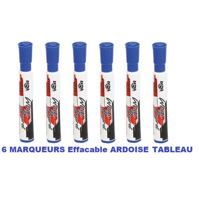 6 Marqueurs Effaçable,Ardoise & Tableau Blanc,Bleu,Non Toxique,nettoyage facile