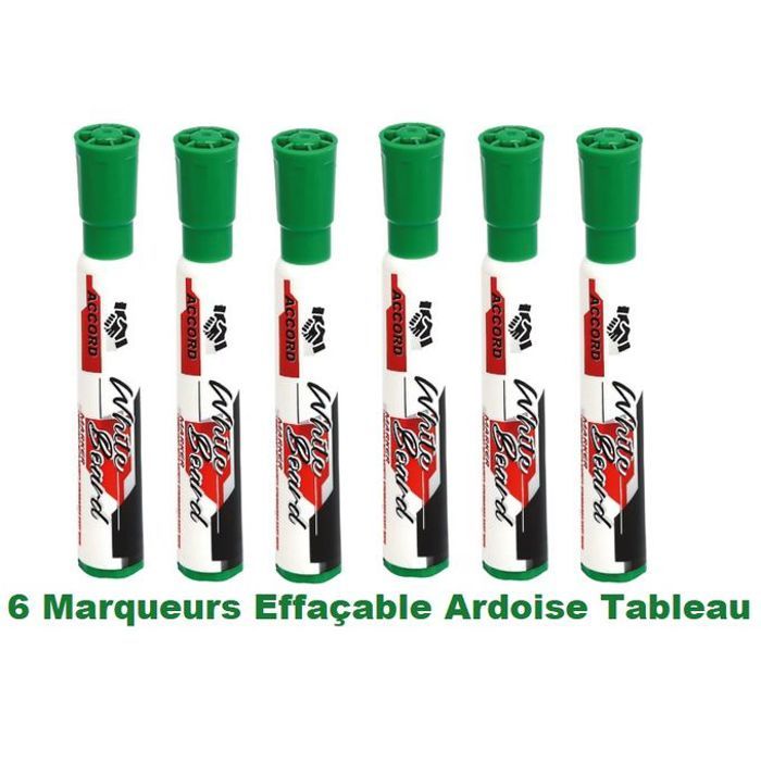 6 Marqueurs Effaçable,Ardoise & Tableau Blanc,Vert,Non Toxique,nettoyage facile