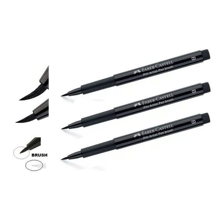 3 Marqueurs Feutre Noir,Pointe épaisse pinceau Brush,Permanent,Encre de Chine