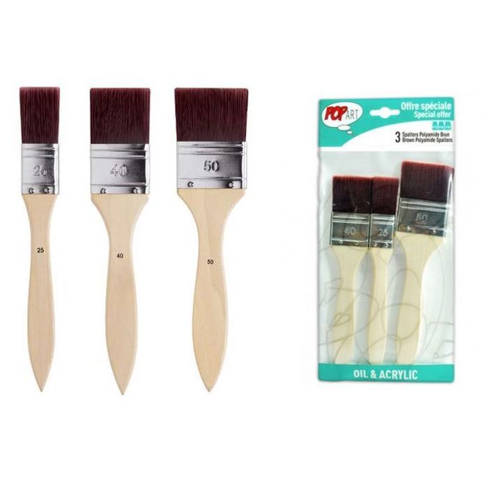 3 Pinceaux spalters Polyamide Dur brun,25 & 40 & 50mm,Fibre Synthétique,Souple