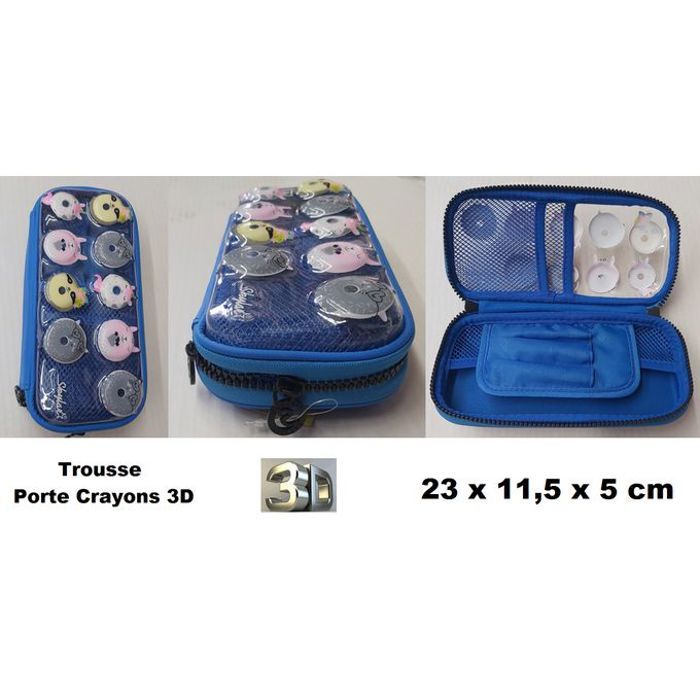 Trousse Porte Crayons 3D FACES ANIMAL,Solide,23 x 11,5 x 5 cm,Élégante,Pratique