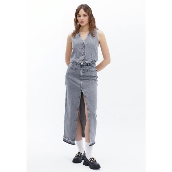JUPE Femme Denim Gris- OXXO