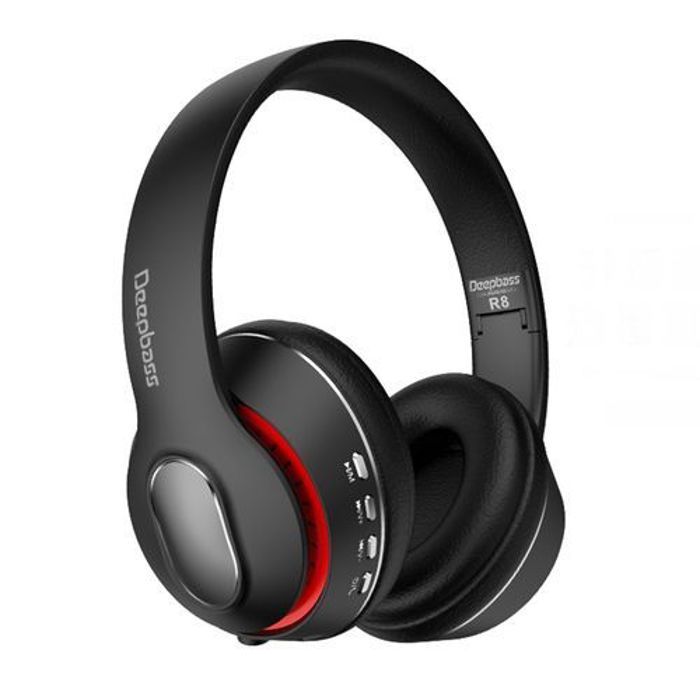 Deep Bass R8 ecouteurs Casque Bluetooth V5 + sans fil TSuppor TF Card-FM-Audio input NOIR