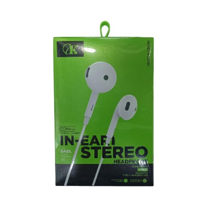 ÉCOUTEURS STÉRÉO INTRA-AURICULAIRES CK COMPATIBLES AVEC LE PORT TYPE-C - MODÈLE : K-E303C