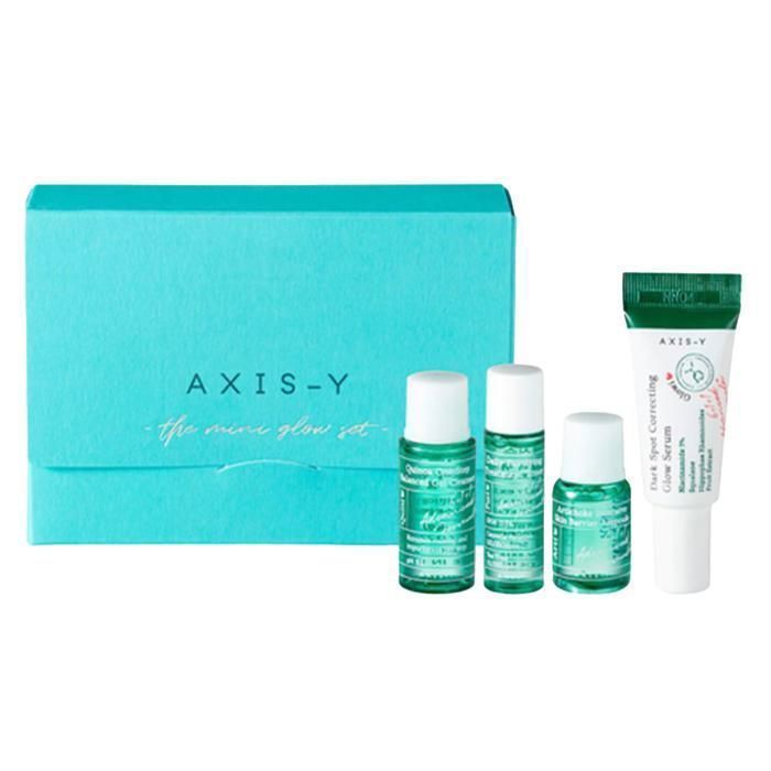 Coffret Mini Glow - AXIS-Y - Nettoyant Quinoa, Tonique Purifiant, Sérum Éclat - 4 Produits Miniatures