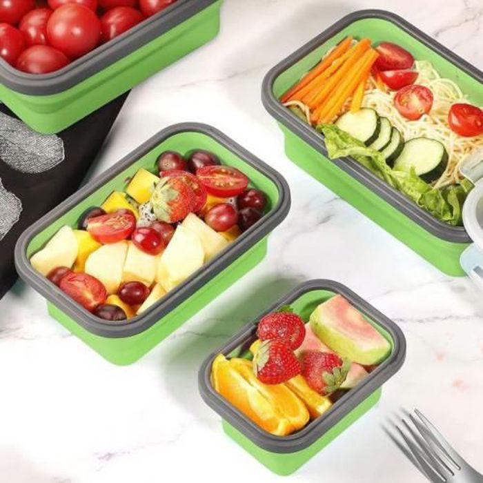 4pcs Boîte à lunch pliant Portable en silicone, Contenants Alimentaires Pour cuisine, travail