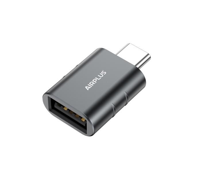 Adaptateur OTG USB-C - Airplus - USB-A Femelle - Taux de transfert 10 Gbit/s - Alliage d'aluminium - 2 ports