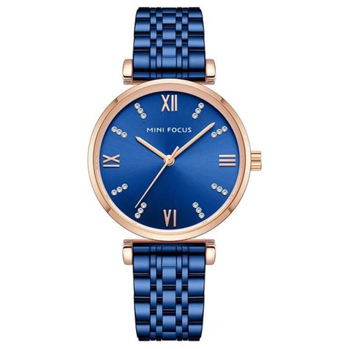 Montre - Mini Focus - Simple - Bracelet Acier Inoxydable - Cadran Bleu - Femme Classique