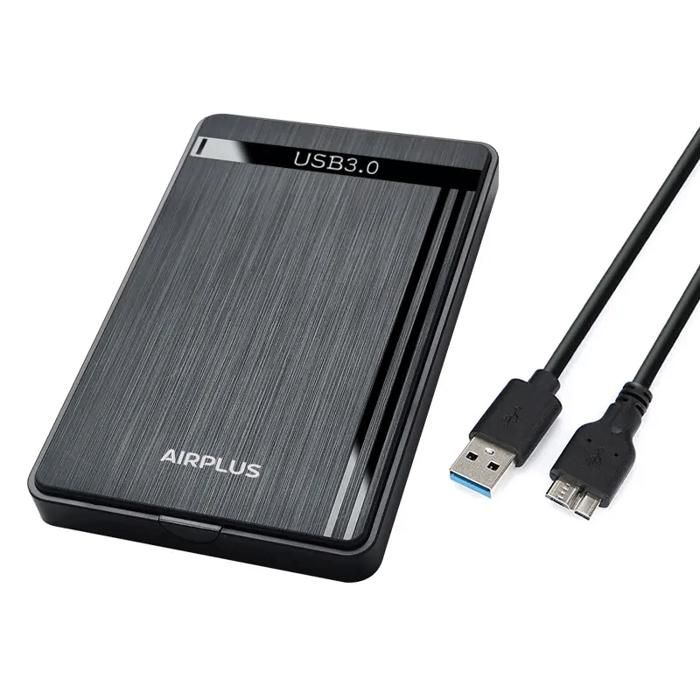 Boîtier Disque Dur Externe - Airplus - SATA 2,5 - USB 3.0 - Rétrocompatible USB 2.0 - Plastique rigide